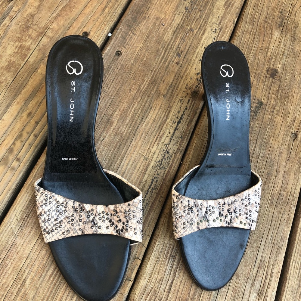 St. John Python Print Studded Kitten Heels Shoes - image 3